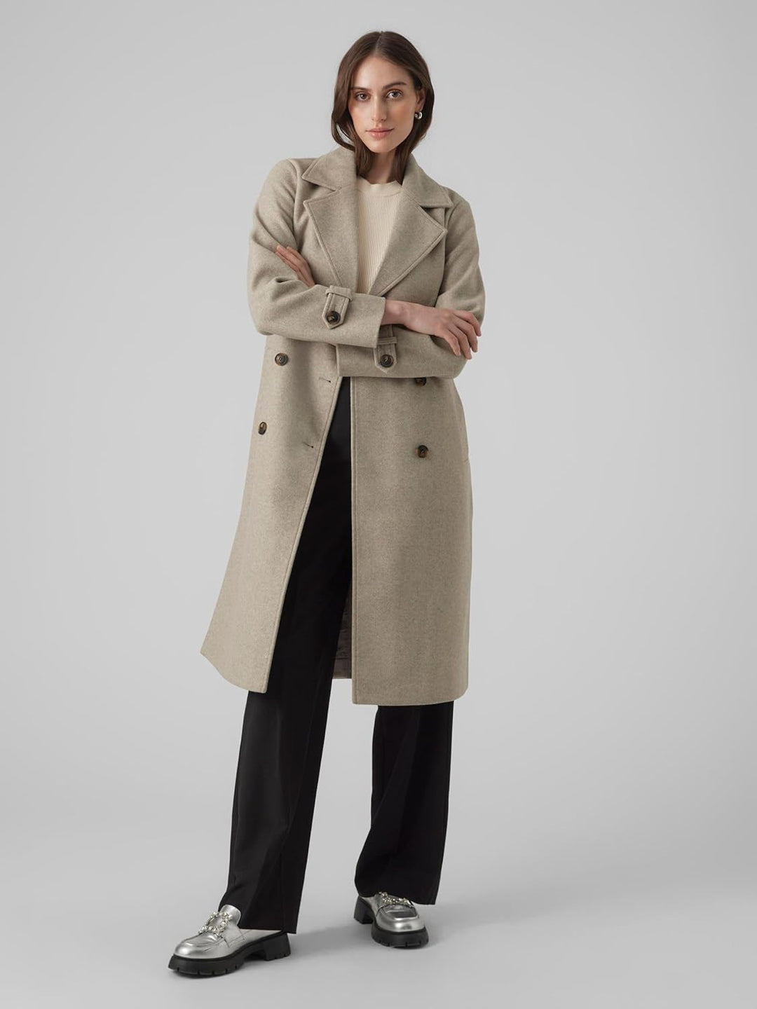 Vero Moda Female Mantel VMFORTUNEVEGA Mantel XS Dark Grey Melange, XS Dark Grey Melange