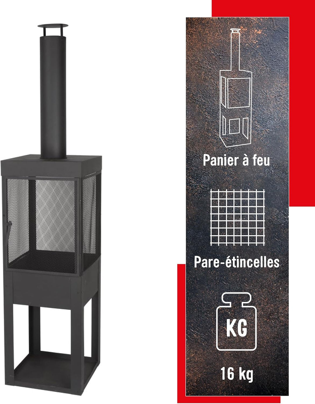 BBQ Collection Terrassenofen mit Schornstein - Gartenkamin mit Funkenschutz - Feuerstelle für den Ga