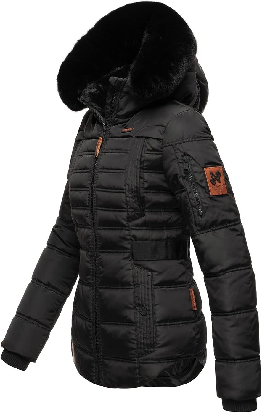 Navahoo Designer Damen Winter Jacke Steppjacke Winterjacke Stepp gesteppt B844 S Schwarz, S Schwarz