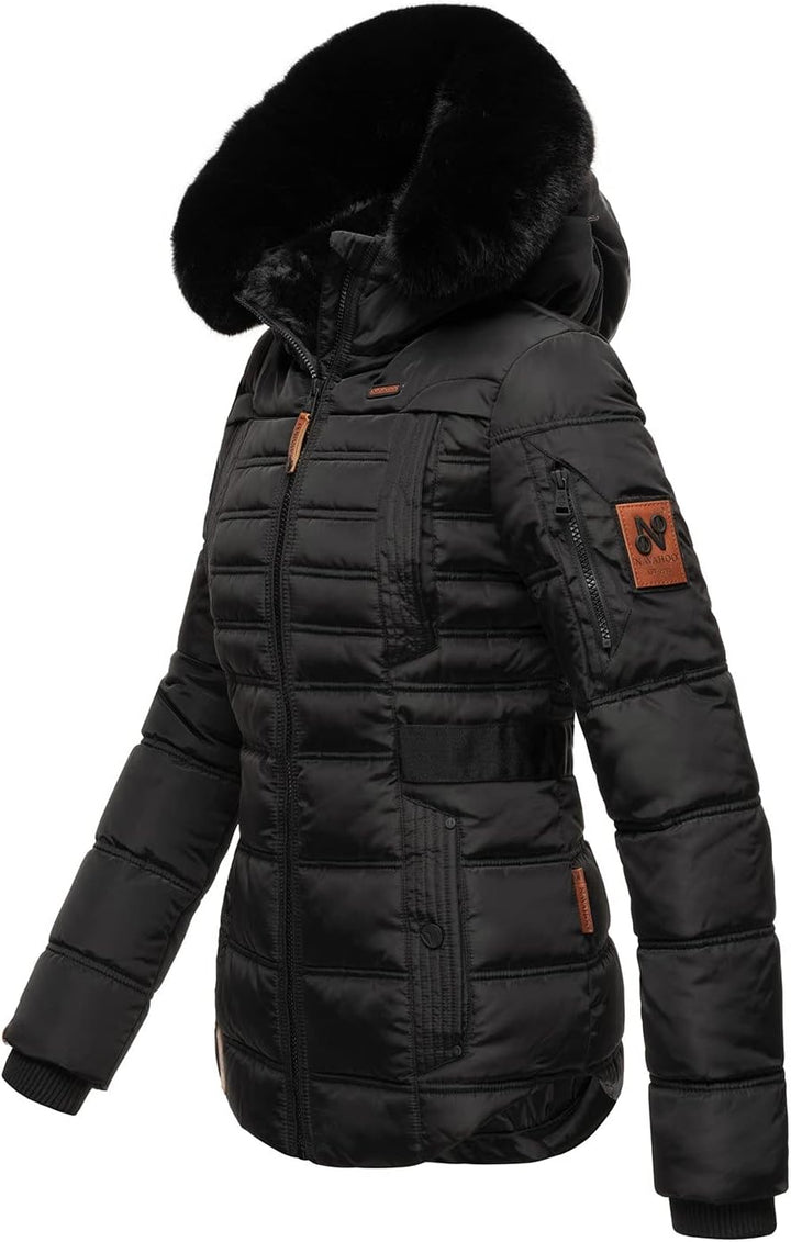 Navahoo Designer Damen Winter Jacke Steppjacke Winterjacke Stepp gesteppt B844 S Schwarz, S Schwarz