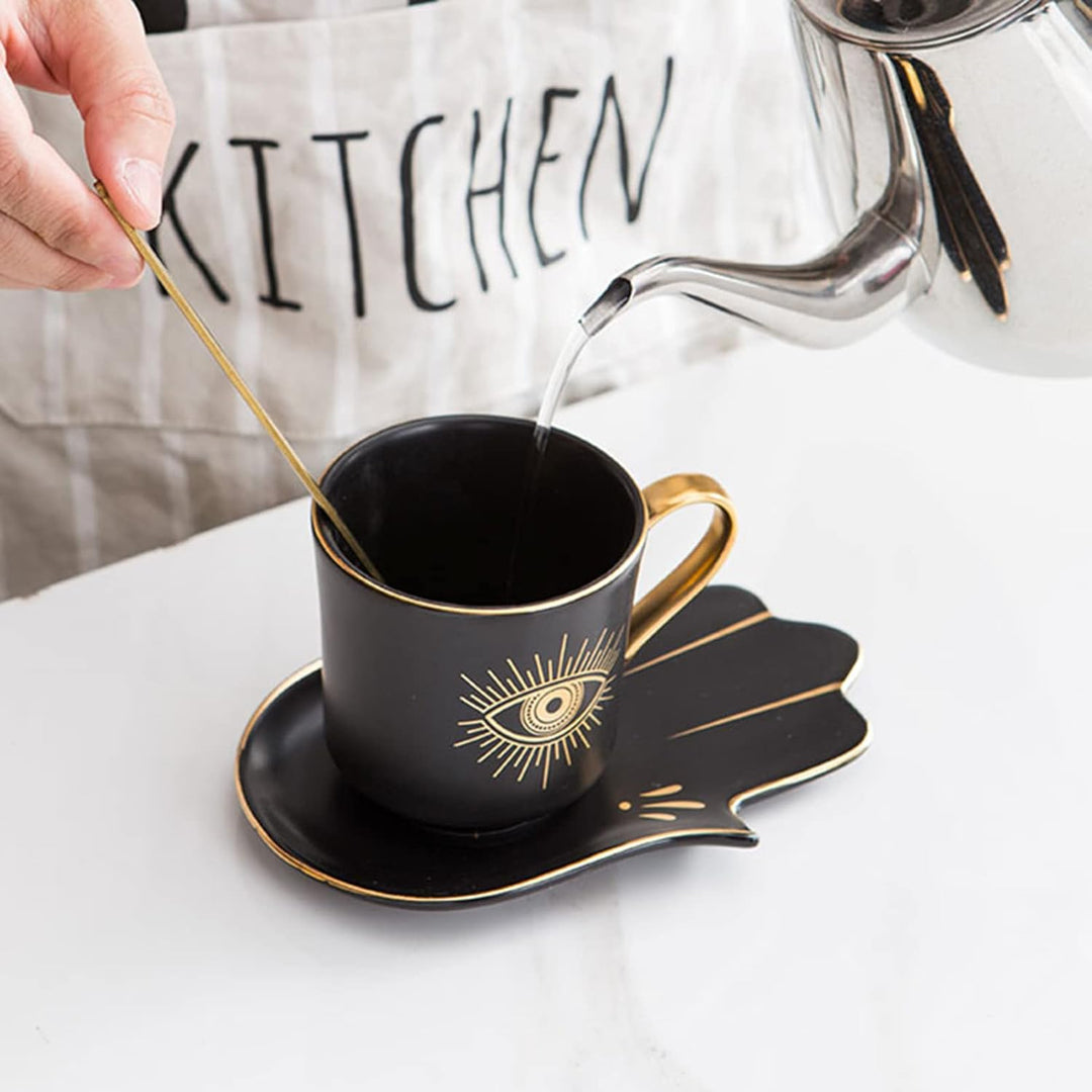 Cabilock Keramiktasse Teetasse Evil Eye Kaffeetasse Set Espresso Tasse Kaffeetasse Türkische Amulett
