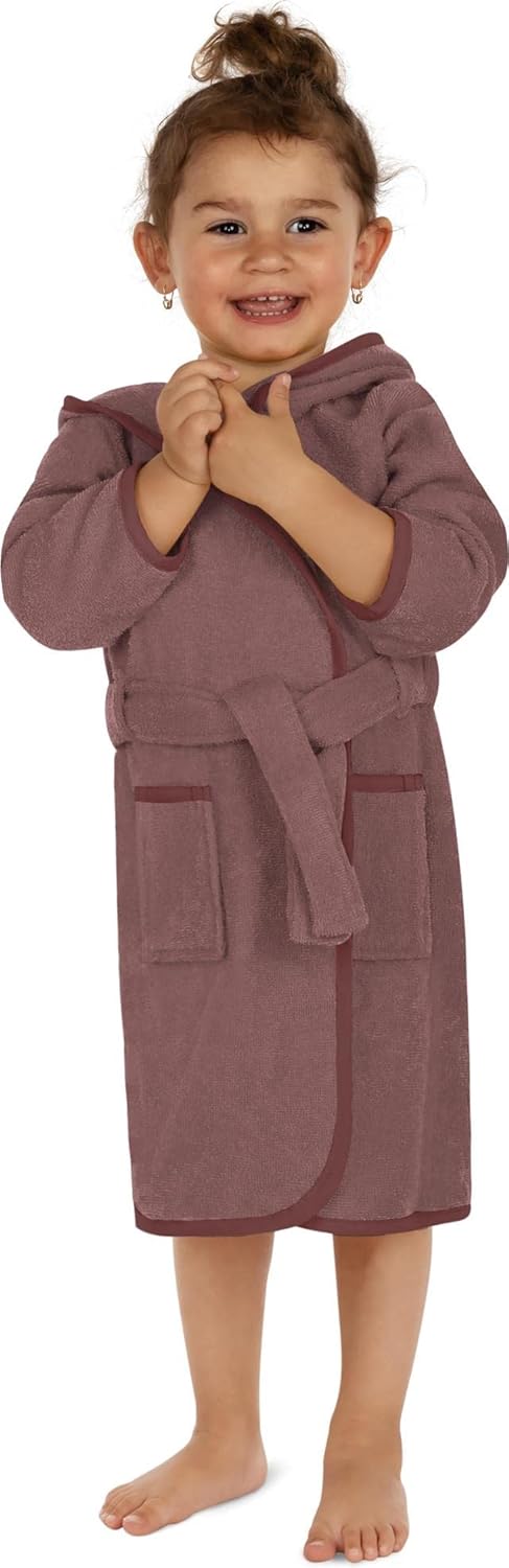 normani Kinder Bademantel auf 100% Bio-Baumwolle Badetuch für Jungen und Mädchen - Frottee Kapuzenba