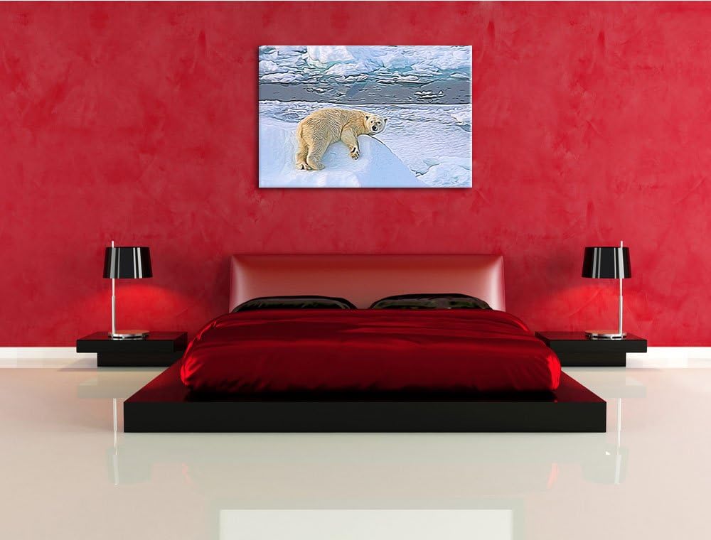 schöner Eisbär auf kleinem Eisberg Deluxe Format: 100x70 cm auf Leinwand, XXL riesige Bilder fertig