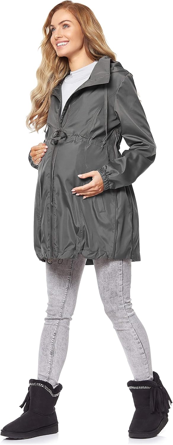 Be Mammy Damen Parka Übergangsjacke Herbstjacke Umstandsjacke BE20-213 42 Grau, 42 Grau