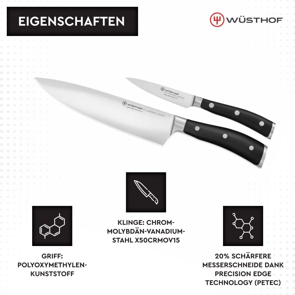 WÜSTHOF Classic Ikon Messersatz mit 2 Messern Koch- und, Koch- und Gemüsemesser, Single