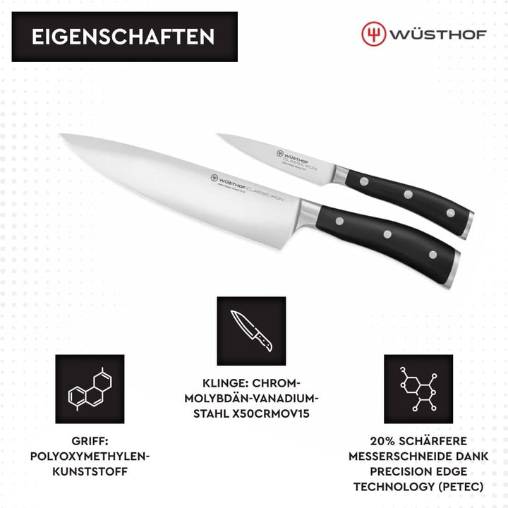 WÜSTHOF Classic Ikon Messersatz mit 2 Messern Koch- und, Koch- und Gemüsemesser, Single