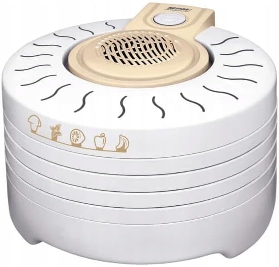 MPM MSG-03 Dörrautomat Elektrischer, 4 Stapelbare Tabletts 28 cm, BPA frei, Trocknet Obst, Gemüse, K