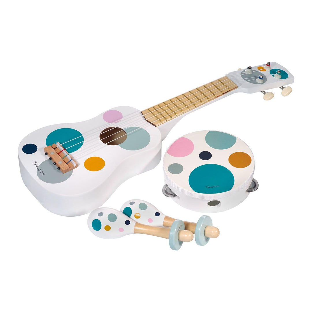 Kindsgut Musikinstrumenten-Set mit Gitarre Rasseln und Tamburin, umweltfreundliches Material, frei v