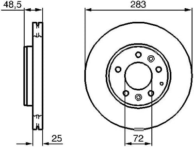 Bosch BD972 Bremsscheiben - Vorderachse - ECE-R90 Zertifizierung - zwei Bremsscheiben pro Set