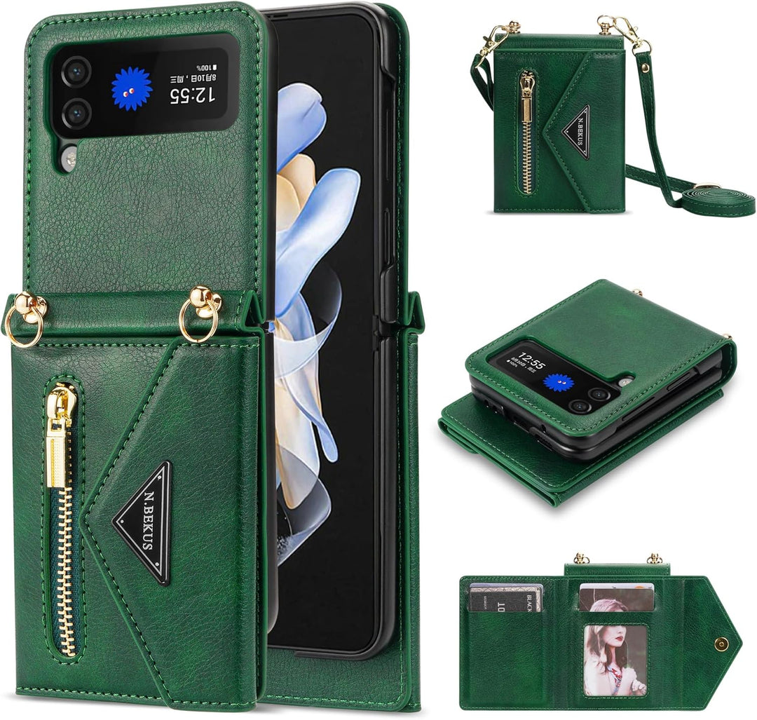 UDBKKDX Handyhülle für Samsung Galaxy Z Flip 4, Schutzhülle Mattes Leder mit Standfunktion hülle Kam