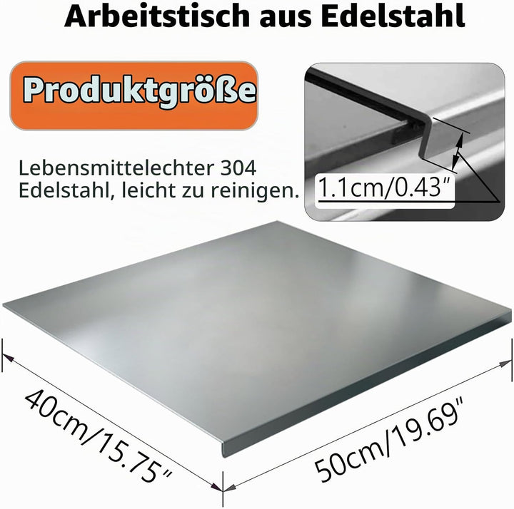 Arbeitsplatte aus Edelstahl Schneidebrett 50 x 40 cm Schneidebretter aus Edelstahls Stainless Steel
