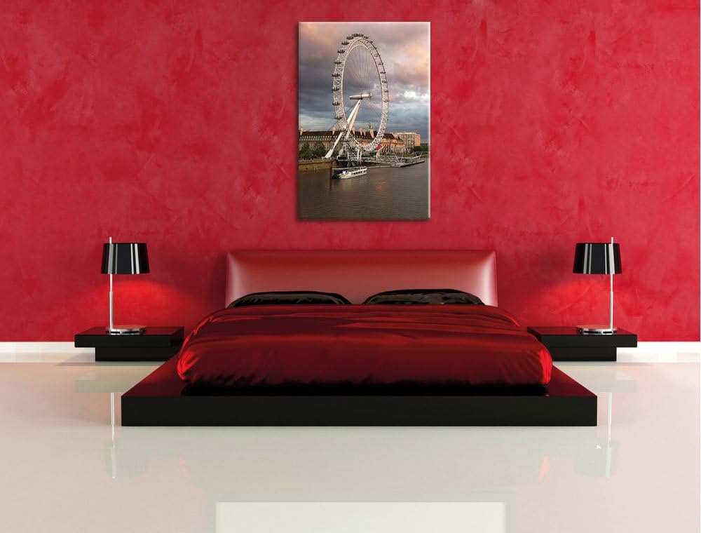 Riesenrad London Eye, Format: 100x70 auf Leinwand, XXL riesige Bilder fertig gerahmt mit Keilrahmen,