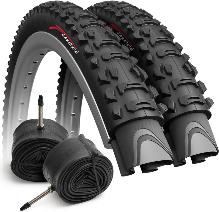 Fincci Set Fahrradreifen 26 x 1.95 Zoll 53-559 Faltbar Reifen Fahrradmantel mit Sclaverandventil Sch