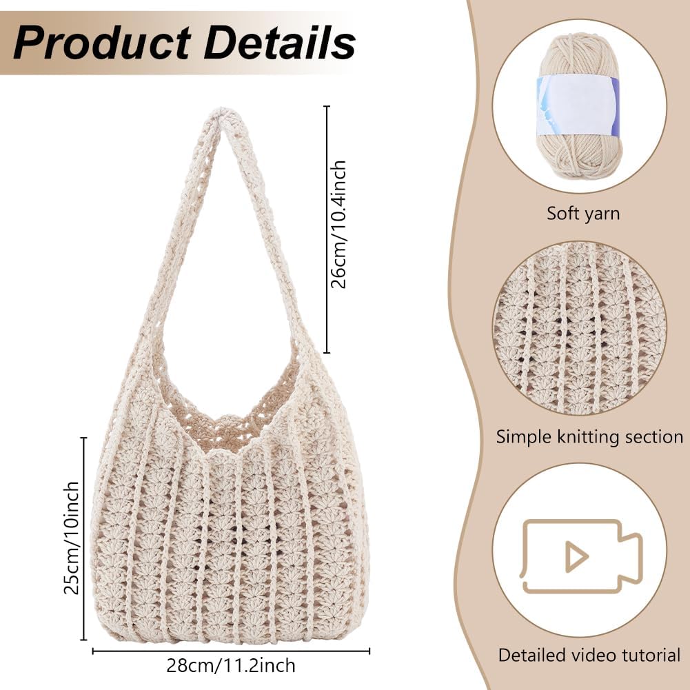 ORIGACH DIY Häkelset Für Hobo Taschen Für Anfänger Und Erwachsene, Häkel Schultertaschen Starterset