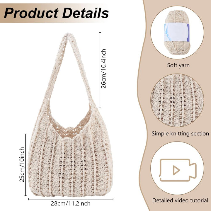 ORIGACH DIY Häkelset Für Hobo Taschen Für Anfänger Und Erwachsene, Häkel Schultertaschen Starterset