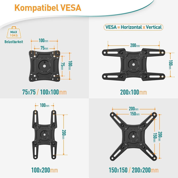 ELIVED Monitor &amp; TV Deckenhalterung Klappbar für die meisten 14-42 Zoll Fernseher bis zu 10KG, max.