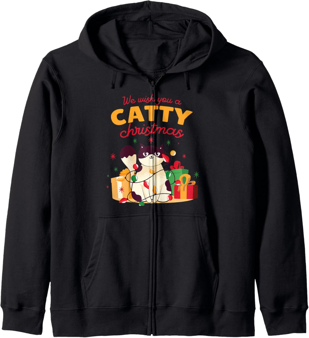 Cat Christmas Wishing You A Catty Christmas Funny Kapuzenjacke