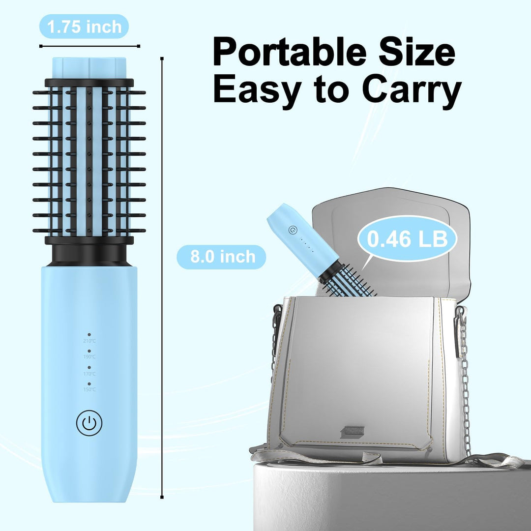 Dricar Kabellose Lockenstabbürste, Tragbare Reise Lockenstäbe Grosse Locken, 40mm Thermobürste Rundb