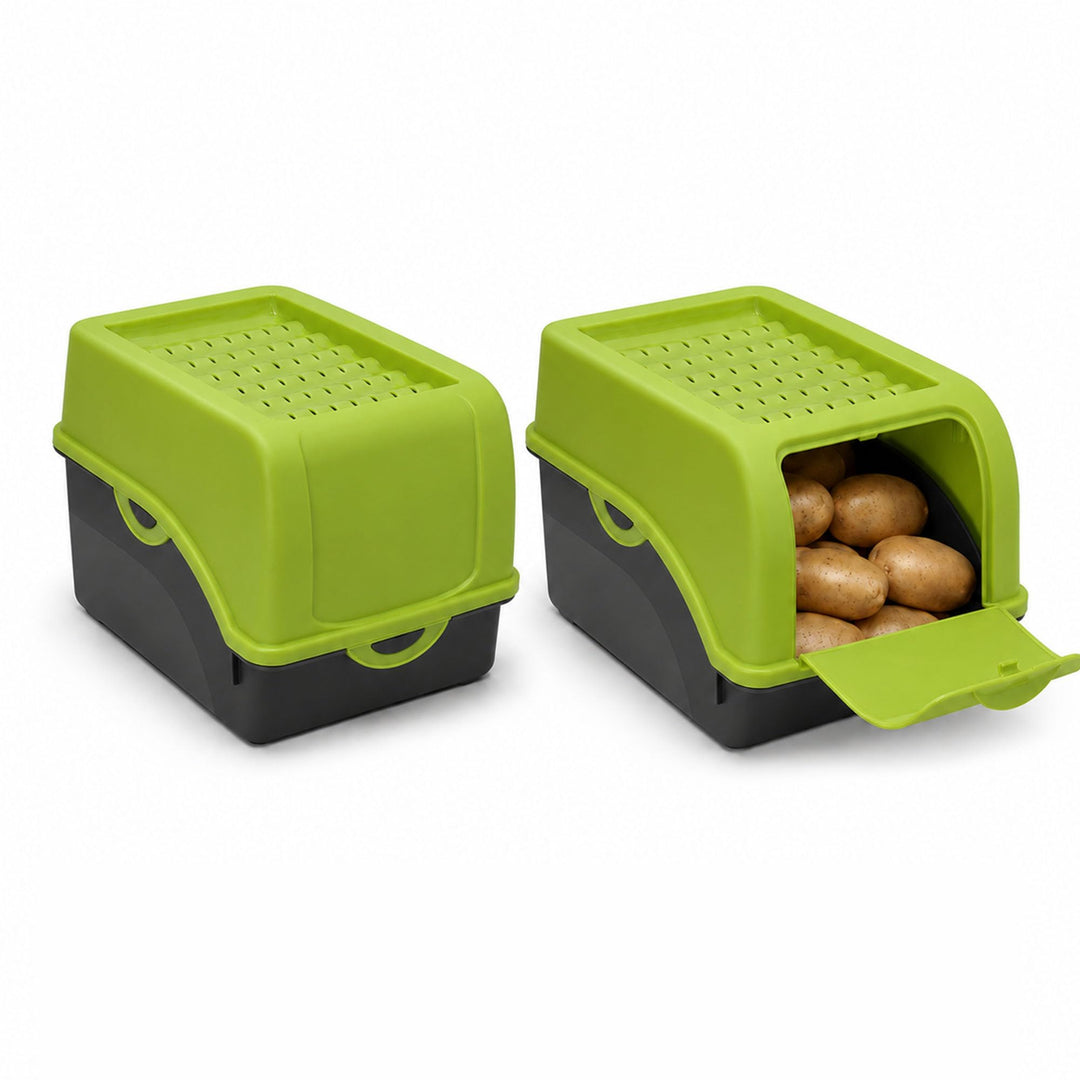 ARTECSIS Kartoffel Aufbewahrungsbox grün 2er Set I Gemüsebox Kartoffelbox mit Deckel für ca. 4 kg Ka