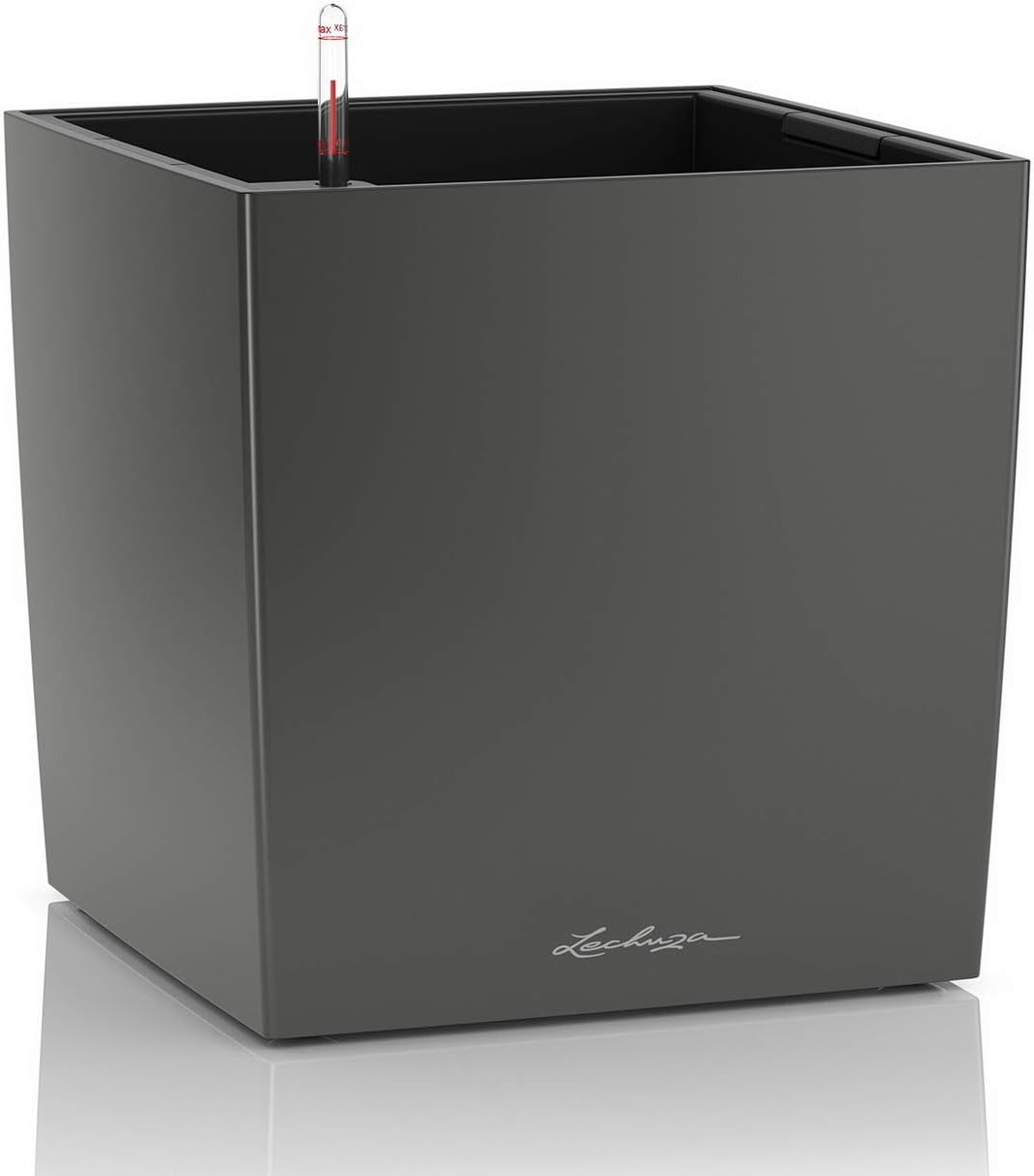 Lechuza Cube Premium 40, Anthrazit metallic, Hochwertiger Kunststoff, Inkl. Bewässerungssystem & CUB