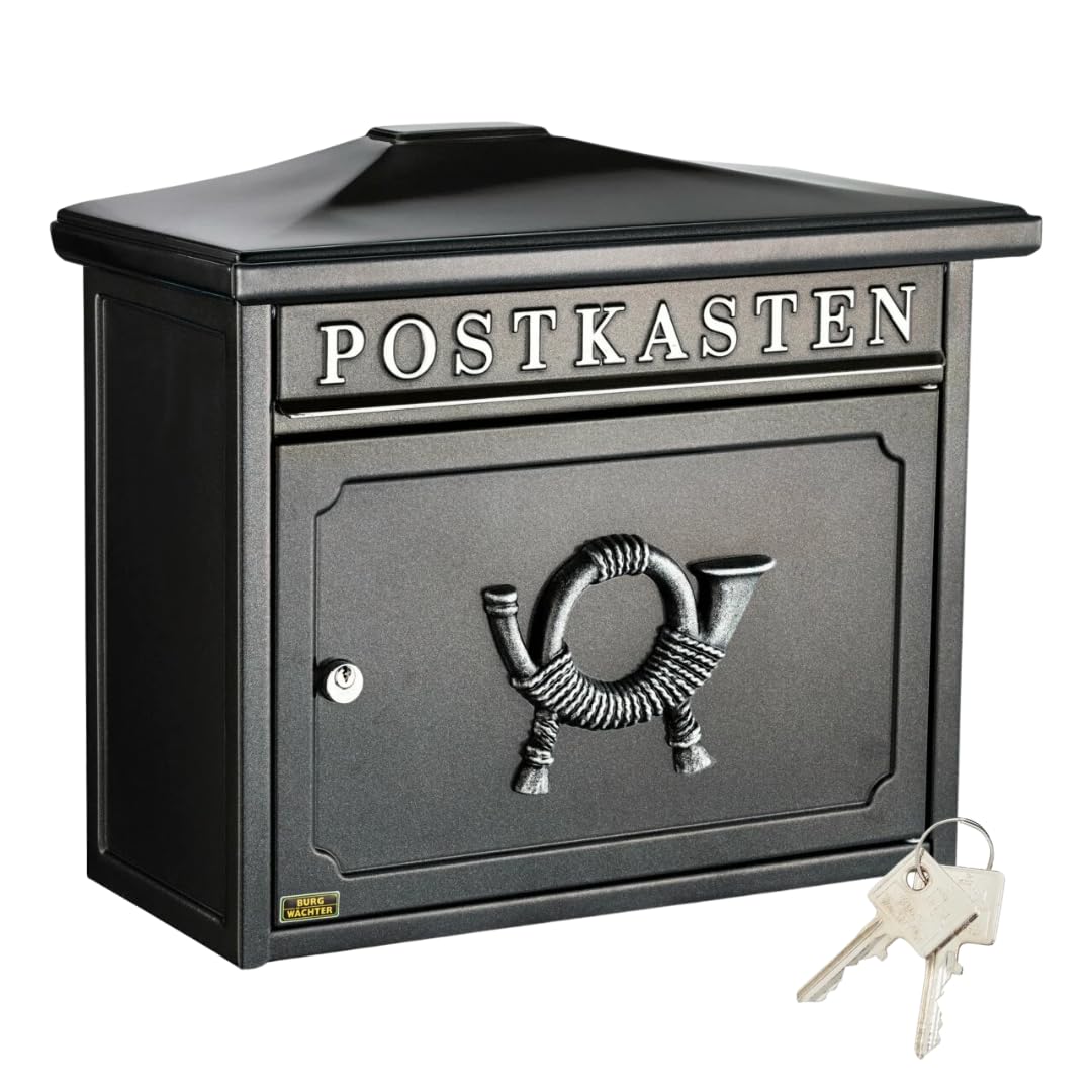 BURG-WÄCHTER Klassischer Briefkasten ohne Zeitungsfach und Namensschild, Verzinkter Stahl, Einwurf-F