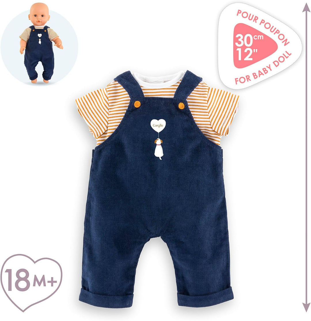 Corolle T-Shirt und Latzhose, Marineblau, Kleidung, für Puppen, 30 cm, ab 18 Monaten, 9000111190