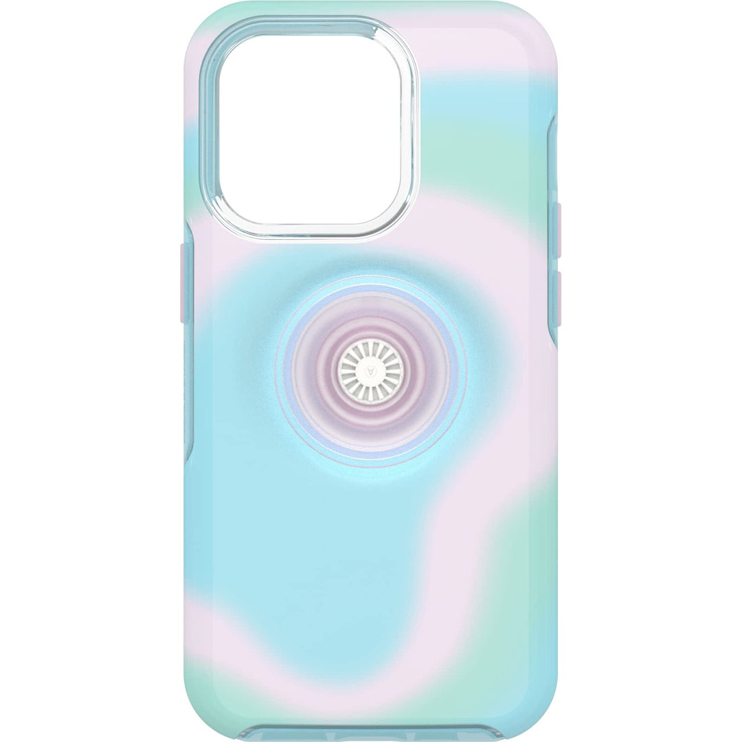 OtterBox Otter + POP Symmetry Clear Series für iPhone 14 Pro – Glänzende Aura (Pink) Otter + Pop Sym
