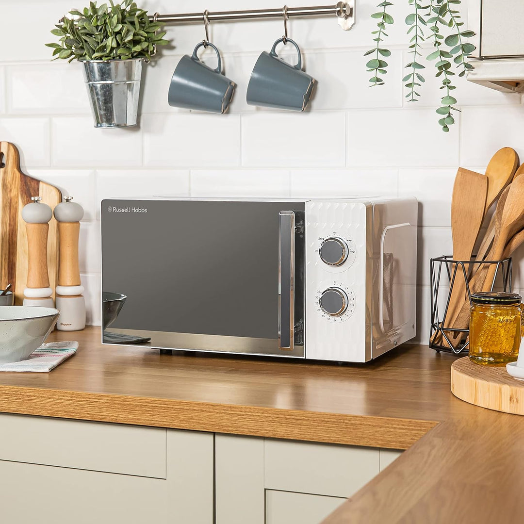 Russell Hobbs Honeycomb RHMM715 Solo Mikrowelle, 17 Liter, 700W, Weiss, mit 5 Leistungsstufen, Integ