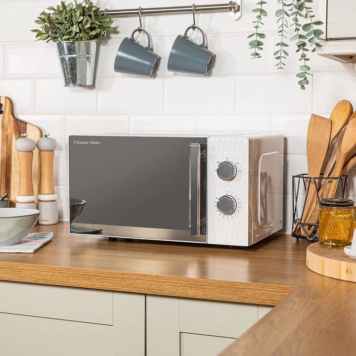 Russell Hobbs Honeycomb RHMM715 Solo Mikrowelle, 17 Liter, 700W, Weiss, mit 5 Leistungsstufen, Integ