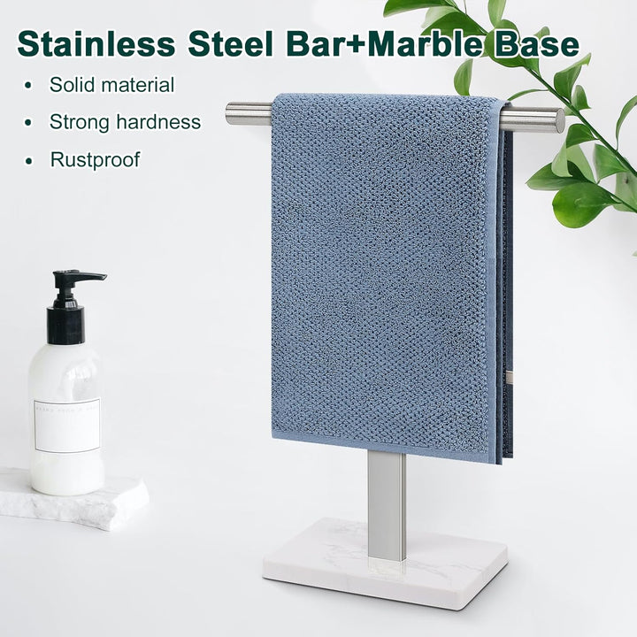 Handtuchhalter, T-Form Handtuchständer für Badezimmer mit Marmorbasis, 304 Edelstahl Ständer Handtuc