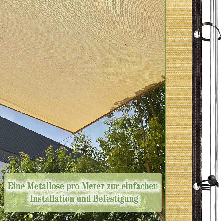 Schattierungsnetz Beige 2X2M Beige Schattiernetz als Sichtschutz für Terrasse & Balkon Abdeckung für