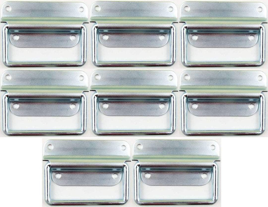 Adam Hall Hardware 3440 M8 AH - 8er Set Klappgriff / Kistengriff silber 4-Loch zweiteilig