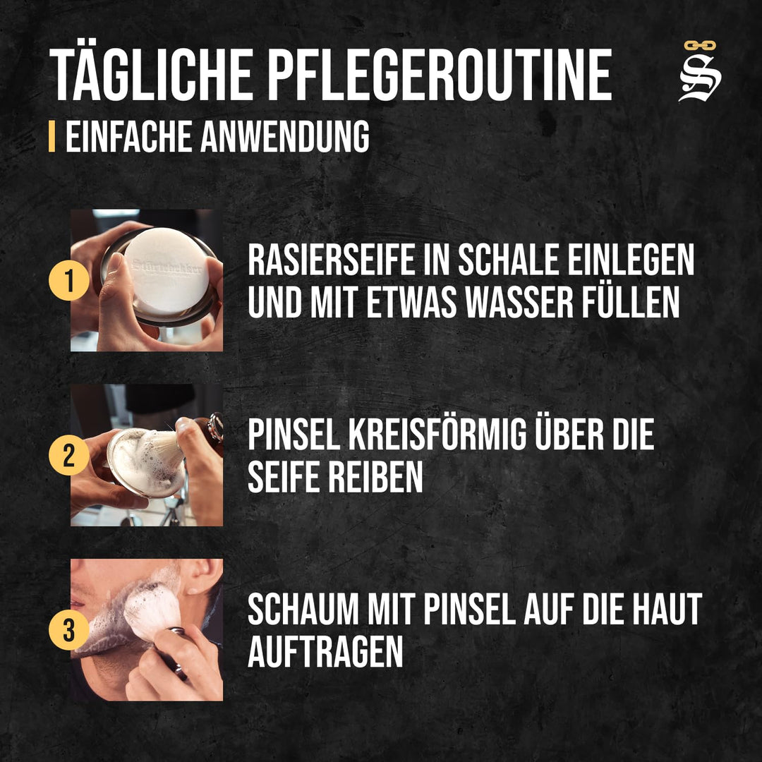 Störtebekker® Premium Rasierseife Sandelholz 70g x 3 - Handgefertigte Seife für ergiebigen Rasiersch