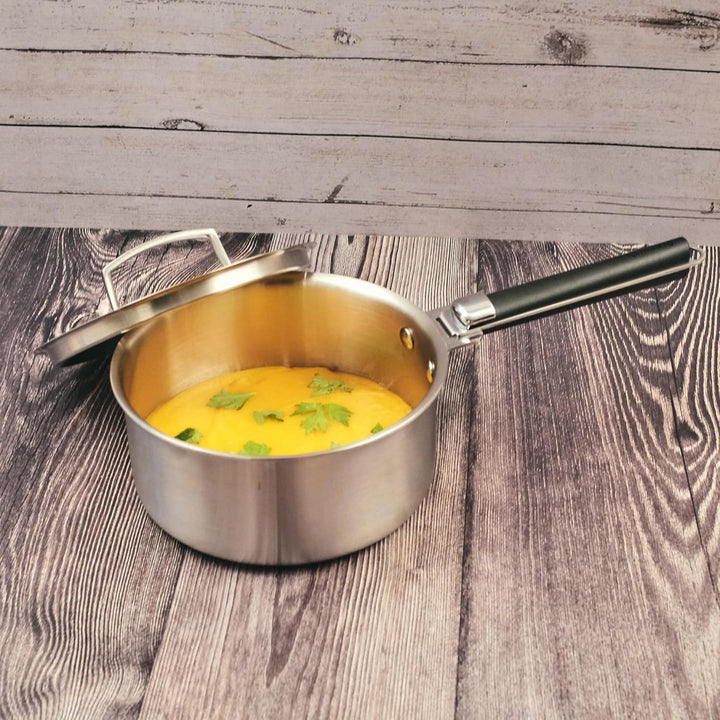 Kamberg - Set mit 2 Töpfen 18/20 cm – 2 abnehmbare Griffe – Edelstahl 18/10 Triply – für alle Herde,