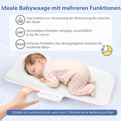 COSTWAY Babywaage Digtal, multifunktionale Bluetooth Kinderwaage bis 30kg Tragkraft, Säuglingswaage