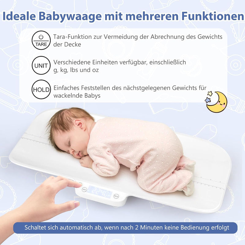 COSTWAY Babywaage Digtal, multifunktionale Bluetooth Kinderwaage bis 30kg Tragkraft, Säuglingswaage