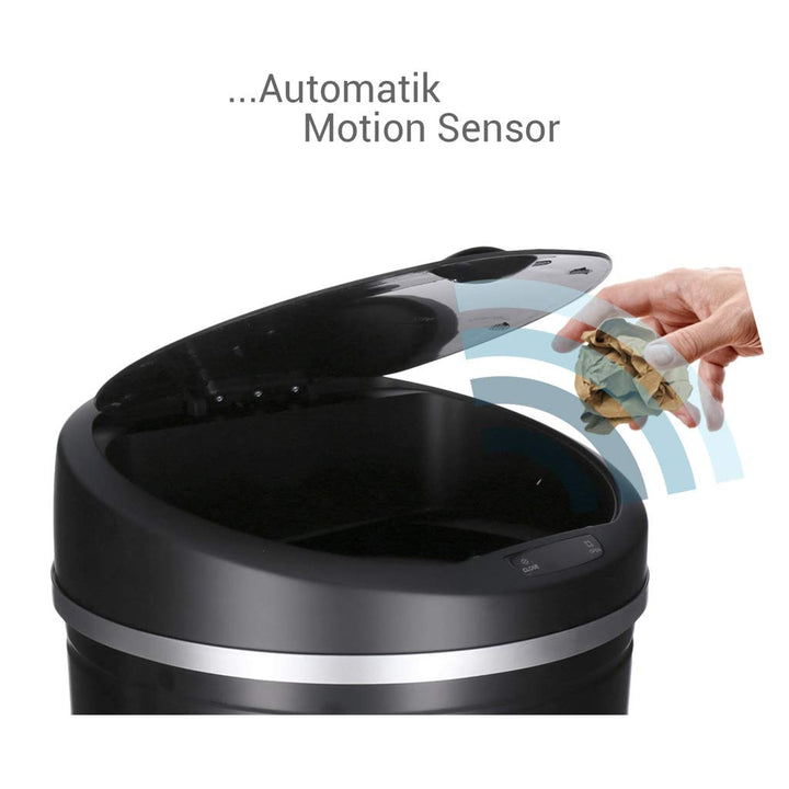 TALK-POINT TP Sensor Müll-Eimer, Abfall-Behälter aus Edelstahl, automatischer Deckel, rund, ca. 30 L