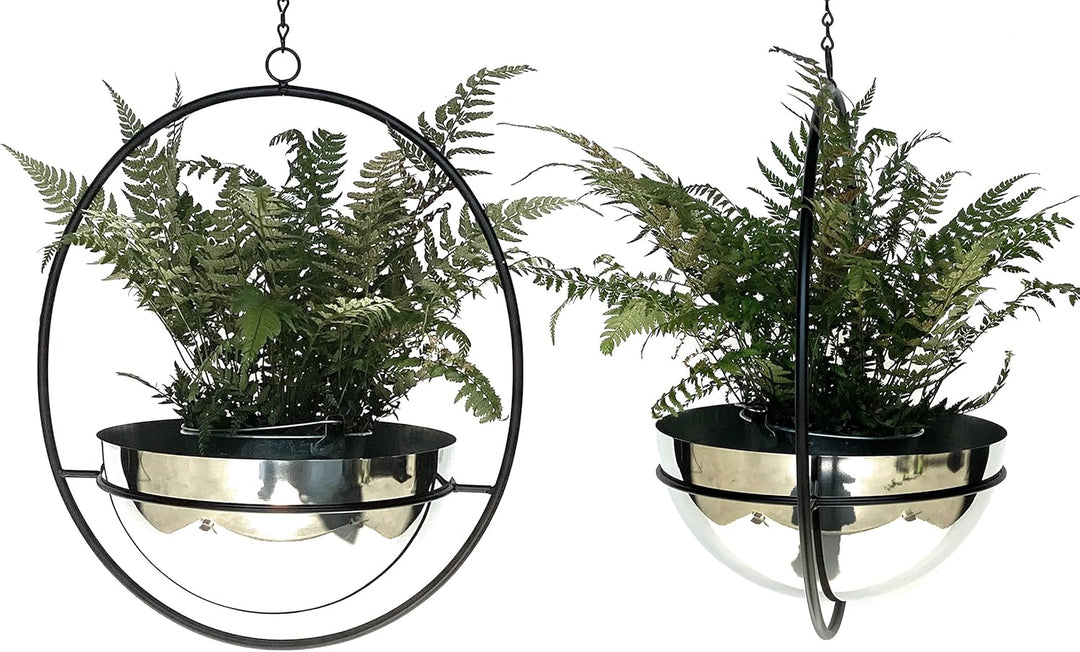 DanDiBo 2er Set Blumenampel Innen Metall Wand Hängepflanzen 78 cm 96087 L mit Topf Silber Pflanzenhä