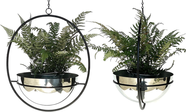 DanDiBo 2er Set Blumenampel Innen Metall Wand Hängepflanzen 78 cm 96087 L mit Topf Silber Pflanzenhä