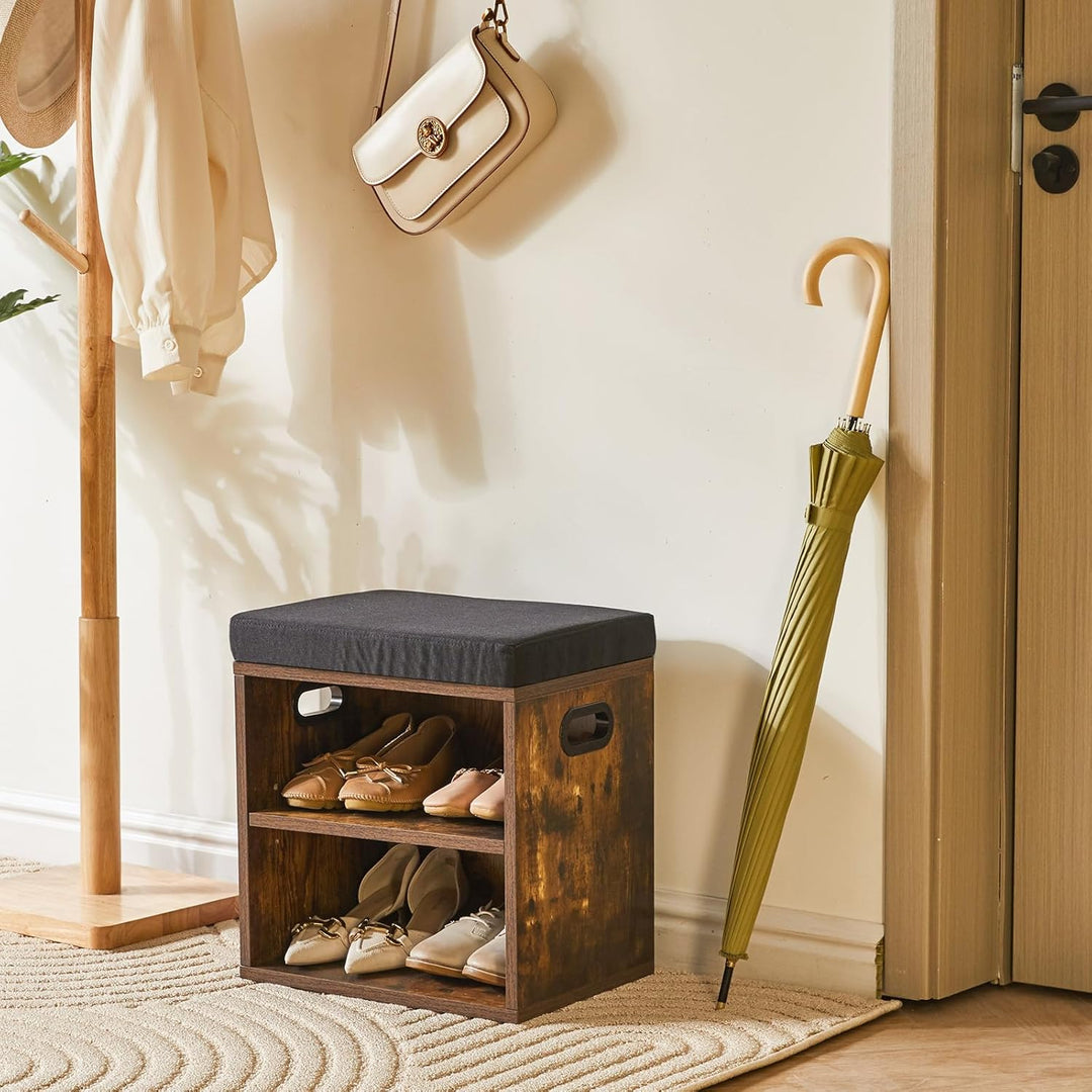 YMYNY Schuh Aufbewahrungsbank mit Sitzkissen, 2-Tier Schuh Rack mit gepolstertem Sitz, justierbarer