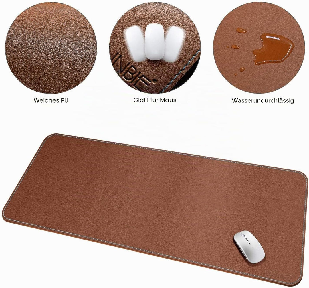 CENNBIE Schreibtischunterlage Leder 120 x 50cm, Extra grosse Tischunterlage, erweitertes PU-Leder Ma