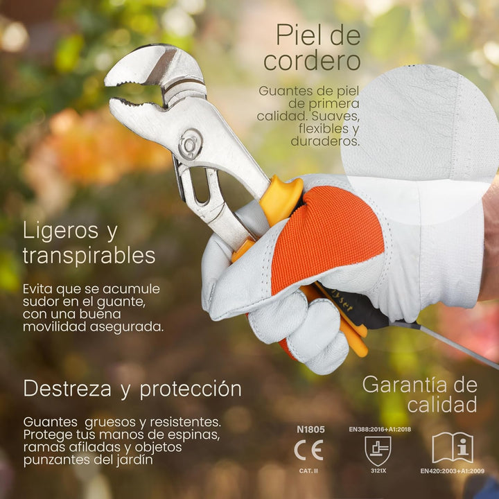 EXBRIECO 1, 3, 6 oder 12 Paar, Gartenhandschuhe aus Leder, Lammfellhandschuhe, Arbeitshandschuhe aus