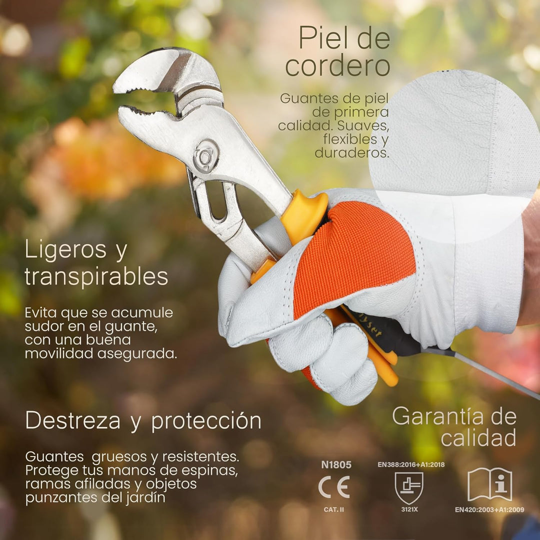 EXBRIECO 1, 3, 6 oder 12 Paar, Gartenhandschuhe aus Leder, Lammfellhandschuhe, Arbeitshandschuhe aus