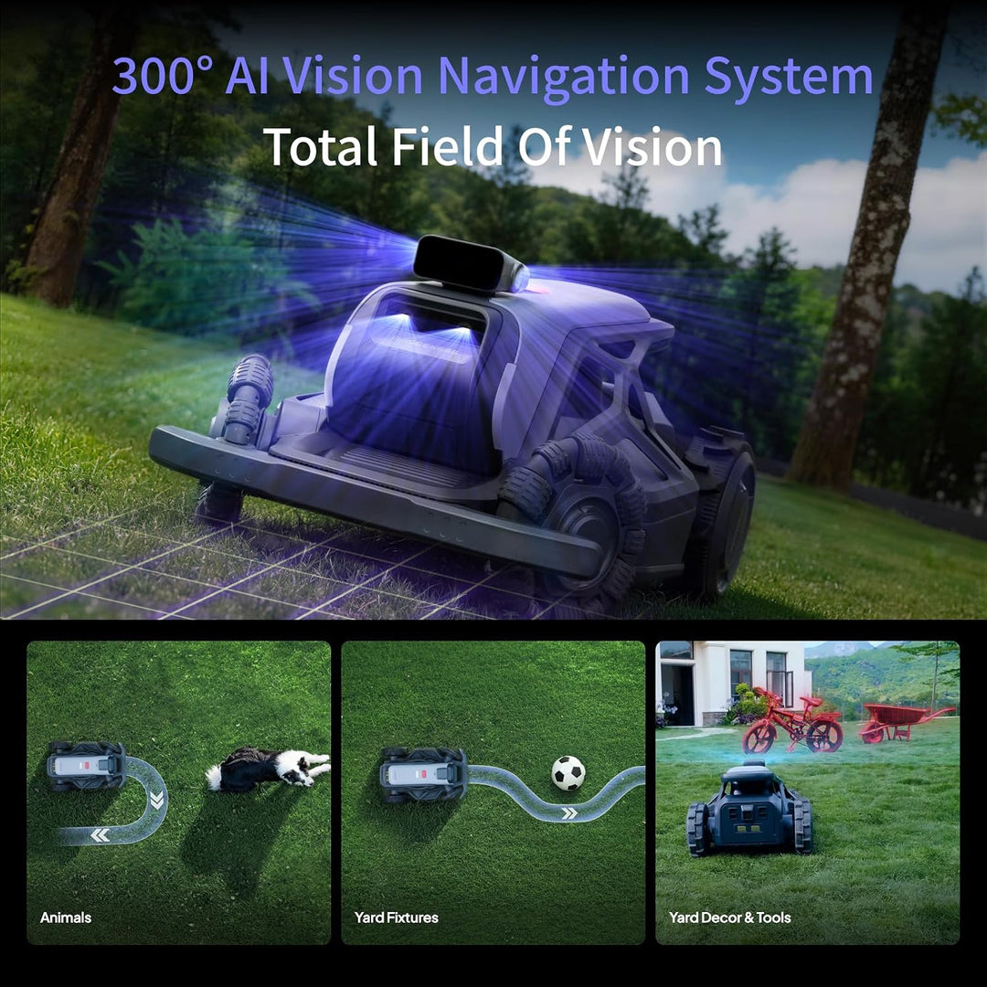 TRON Mähroboter ohne Begrenzungskabel für 2400 m² | AI Navigation VSLAM + NRTK Haute Précision, Zéro