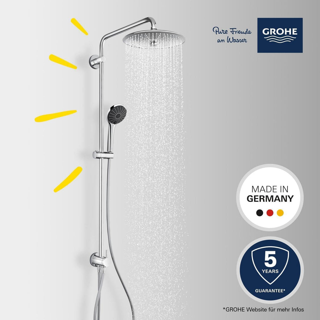 GROHE Vitalio Joy Shower System 260 - Duschsystem mit Umstellung (für die Wandmontage, 3 Strahlarten