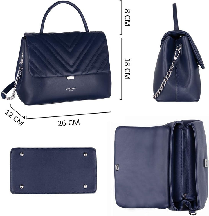 David Jones - Damen Umhängetasche - Frau Handtasche Gesteppte PU Leder - Steppmuster Tasche Mittelgr