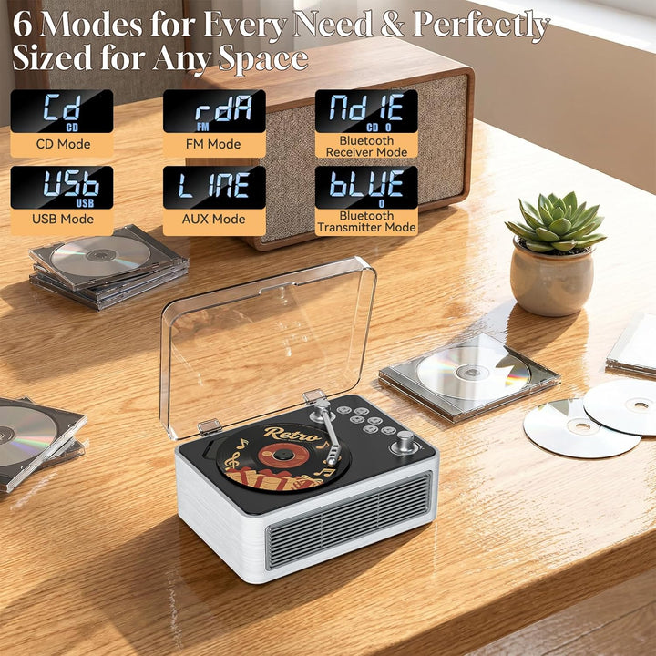 Gueray Tragbarer CD Player Bluetooth CD-Player mit Lautsprecher & Radio & Fernbedienung Unterstützt