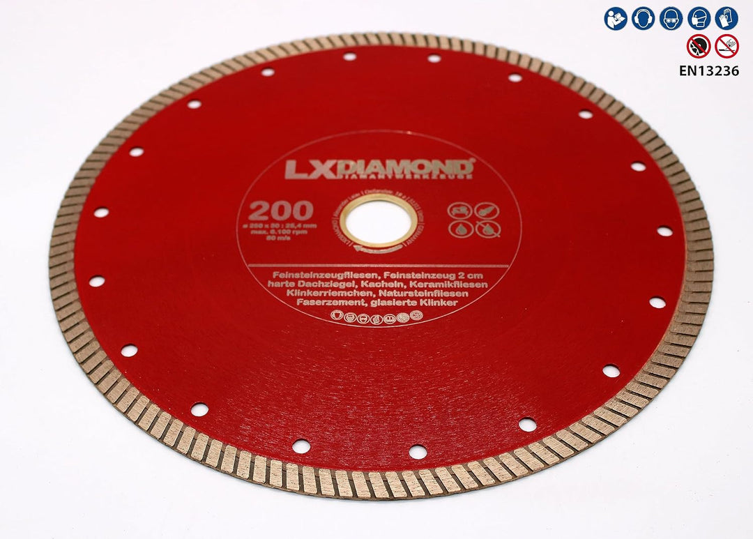LXDIAMOND Diamant-Trennscheibe 200mm x 30,0mm für 2-3 cm Feinsteinzeug Terrassenplatten Feinsteinzeu