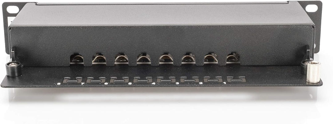 DIGITUS Cat-6 Patchpanel - 8 Ports - RJ45-Buchsen - 10-Zoll Rack-Mount 1HE - LSA Verteilerfeld - Ges