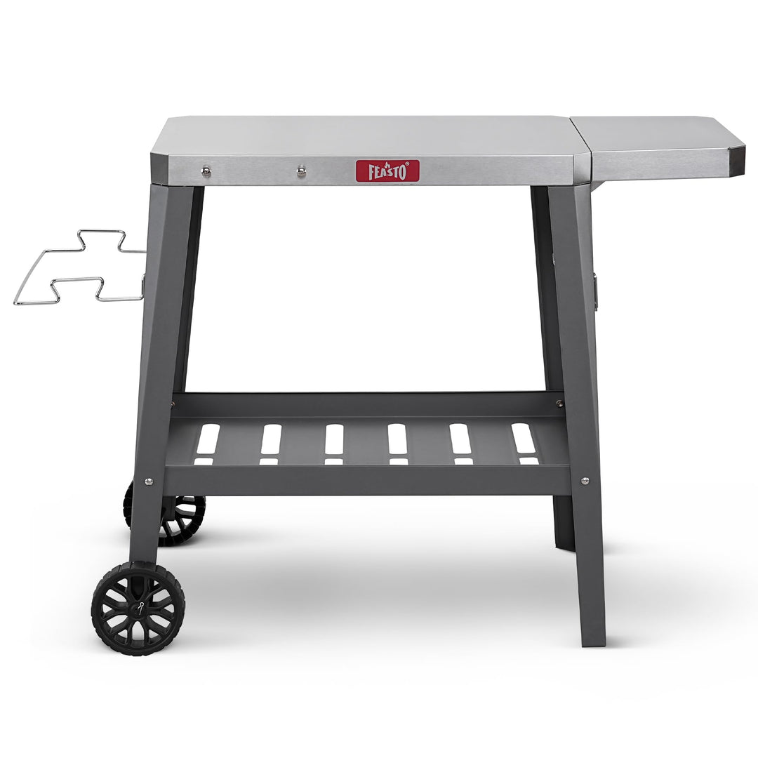 Feasto Grilltischwagen für den Aussenbereich, Pizzaofentisch mit Rollen, Edelstahl-Arbeitsplattenwag
